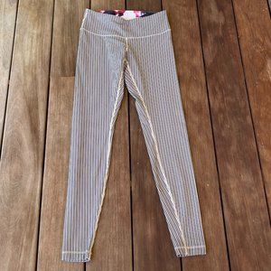 Lululemon wunder under pant pin stripe inkwell Mojave tan leggings sz 8